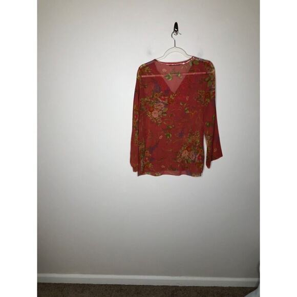 Cabi Silk Womens Top Size Small Embellished Fairy Floral Sheer Embroidered - Picture 4 of 14